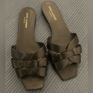 YSL Saint Laurent tribute mules black leather